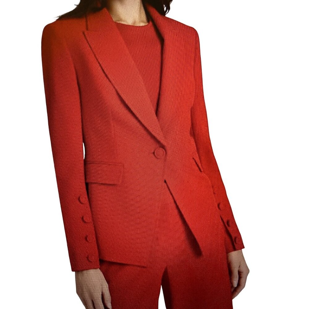 TAHARI ASL WOMENS SINGLE-BUTTON PEAK-LAP LIPSTICK Size 2   NWT